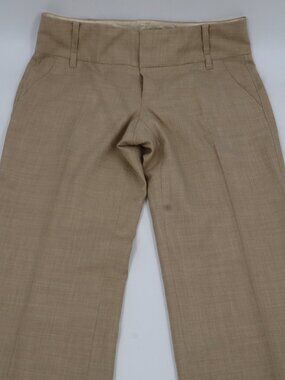 Banana Republic Dress Pants Women 6 Tan Wide Leg Low Rise Professional Trousers